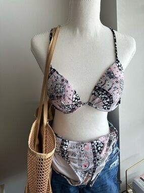 Victoria's Secret Pink & Black Polka Dot Bikini Top